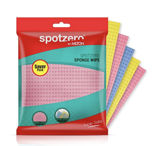 स्पॉटज़ीरो बाय मिल्टन स्पंज वाइप 5 का सेट, मल्टीकलर 