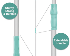 Spotzero by Milton Plastic Web Blaster Jala Cleaning Broom/Brush with Long Extendable Handle and Flexible bristles (Aqua Green)-3