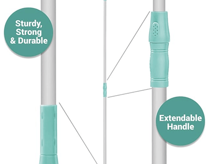 Spotzero by Milton Plastic Web Blaster Jala Cleaning Broom/Brush with Long Extendable Handle and Flexible bristles (Aqua Green)