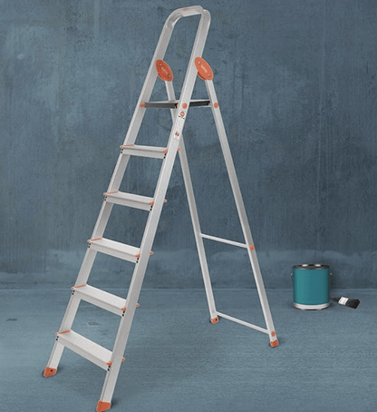 6 Step Foldable Aluminium Ladder with Scratch Resistant Smart Platform and Sure-Hinge Technology