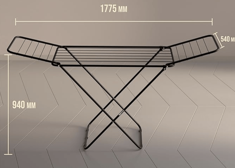 Cloth Drying Stand - 3 Way Folding, 42 Feet Drying Length, 20 Drying Rails (Black)