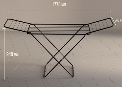 Cloth Drying Stand - 3 Way Folding, 42 Feet Drying Length, 20 Drying Rails (Black)