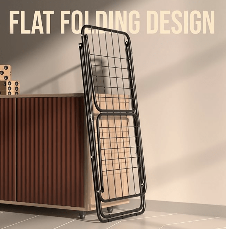 Cloth Drying Stand - 3 Way Folding, 42 Feet Drying Length, 20 Drying Rails (Black)-1