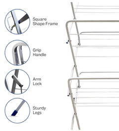 Cloth Drying Stand -3-Tier Clothes Drying Rack for Balcony & Indoors with 15 kg Drying Capacity-2