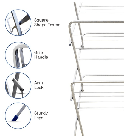 Cloth Drying Stand -3-Tier Clothes Drying Rack for Balcony & Indoors with 15 kg Drying Capacity