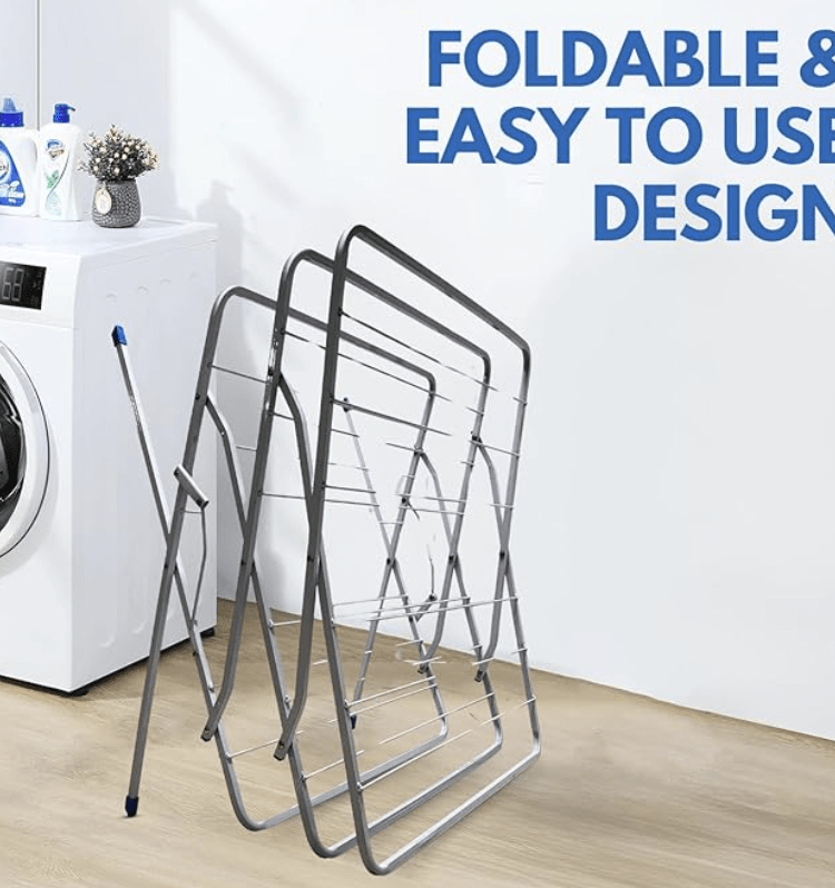 Cloth Drying Stand -3-Tier Clothes Drying Rack for Balcony & Indoors with 15 kg Drying Capacity-4
