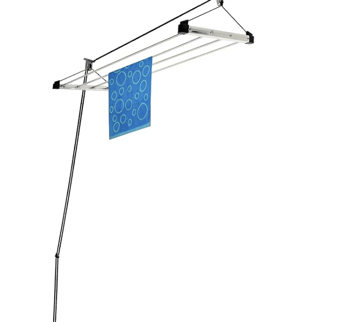 Stainless Steel 4 Pipes Roof/Ceiling Pulley Operated Drying Rack/Cloth Dryer/Clothes Hanger for Balcony/Passage/Bathroom-2