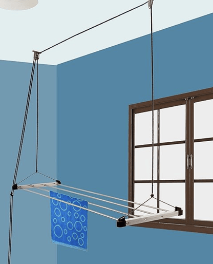 Stainless Steel 4 Pipes Roof/Ceiling Pulley Operated Drying Rack/Cloth Dryer/Clothes Hanger for Balcony/Passage/Bathroom