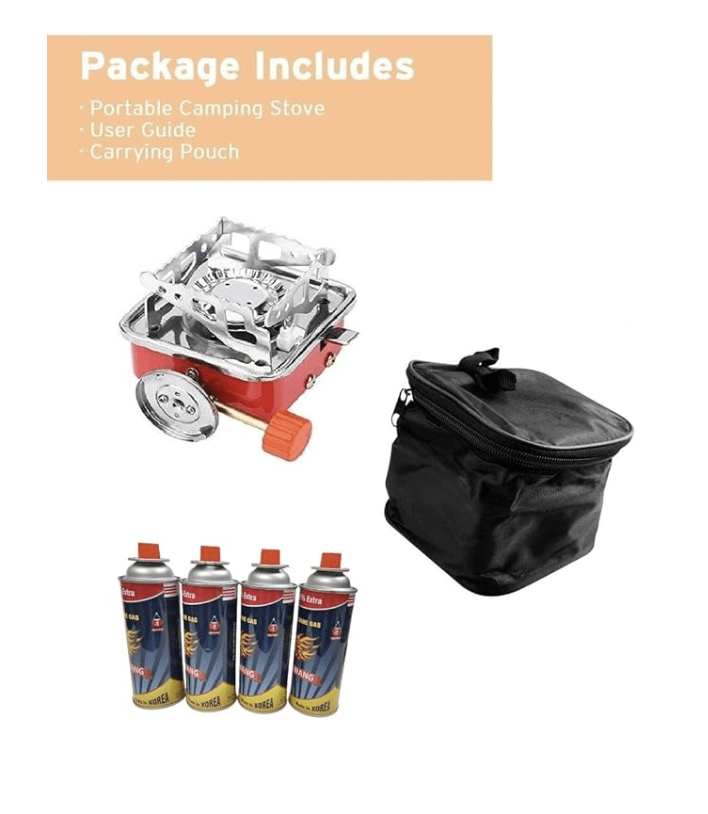 4 பிசி பியூட்டேன் கேன் பிக்னிக் மடிப்பு அடுப்புடன் கூடிய கேம்பிங் செய்வதற்கான போர்ட்டபிள் பியூட்டேன் கேஸ் பர்னர்/அடுப்பு