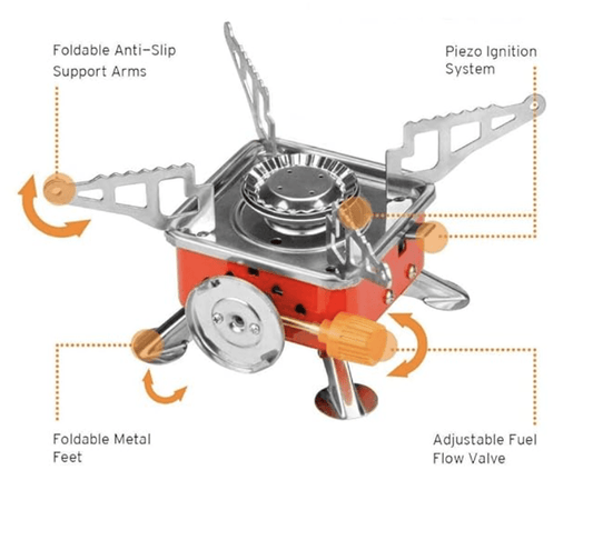 Portable Butane Gas Burner/Stove For Camping With 4 Pc Butane Can Picnic Folding Stove