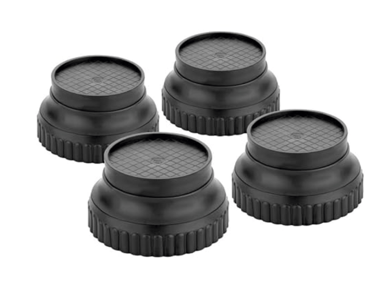 Anti Slip LPG Stove Legs, 4-Pieces, Anti Skid for ALL Brand LPG Stove, Best combination Plastic and Stainless Steel ((Black (Round) with Desingn))-1