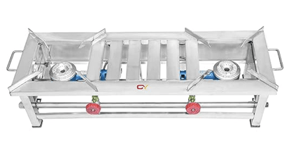 ஸ்டெய்ன்லெஸ் ஸ்டீல் இரண்டு பர்னர் வணிக எரிவாயு அடுப்பு (வெள்ளி, கையேடு பற்றவைப்பு) 