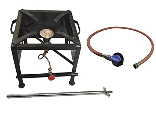 Heavy Duty Large Size Iron Single Burner Commercial Gas Stove/Canteen Bhatti Gas Stove Wth Hose Sets and Long Size Lighter 16 L X 17 W X 15 H (7.5 kg)