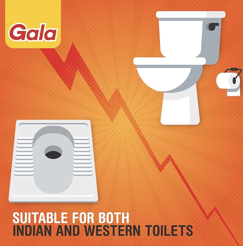 Gala Double Hockey Shape Toilet cleaner brush with holder stand, Toilet Cleaning Brush for Western and Indian Toilet, Bathroom Brush for Toilet Cleaning (Gray,Pack of 1)