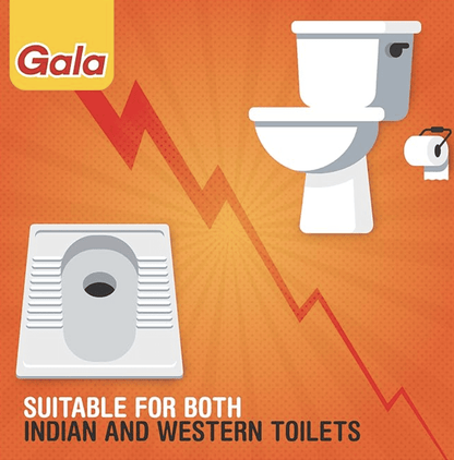 Gala Double Hockey Shape Toilet cleaner brush with holder stand, Toilet Cleaning Brush for Western and Indian Toilet, Bathroom Brush for Toilet Cleaning (Gray,Pack of 1)