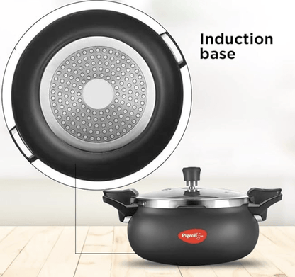 Pigeon By Stovekraft All in One Super Cooker Aluminium with Outer Lid Induction and Gas Stove Compatible 5 Litre Capacity for Healthy Cooking (Black)