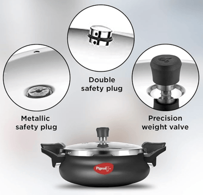 Pigeon By Stovekraft All in One Super Cooker Aluminium with Outer Lid Induction and Gas Stove Compatible 3 Litre Capacity for Healthy Cooking (Black)