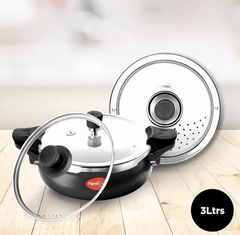 Pigeon By Stovekraft All in One Super Cooker Aluminium with Outer Lid Induction and Gas Stove Compatible 3 Litre Capacity for Healthy Cooking (Black)-3