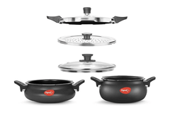 Pigeon by Stovekraft All in One Value Pack Hard Anodized Cooker Set, 5-Pieces, Black-1