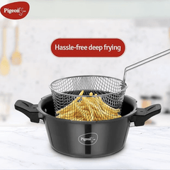 Pigeon Hard Anodised All in One Super Cooker Pro 3 litre with Pressure Cooker Outer Lid, Glass lid and Deep Frying Basket (14941) - Black-4