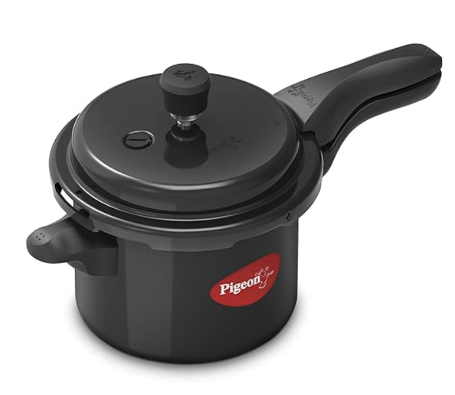 Pigeon by Stovekraft Titanium Hard Anodized Aluminium Outer Lid Pressure Cooker - 5 Litres - Black