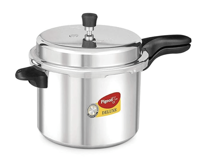 पिजन बाय स्टोवक्राफ्ट डीलक्स एल्युमीनियम आउटर लिड प्रेशर कुकर, 7.5 लीटर, सिल्वर 