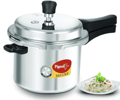 Pigeon by Stovekraft Deluxe Aluminium Outer Lid Pressure Cooker, 5 Litres, Silver-1