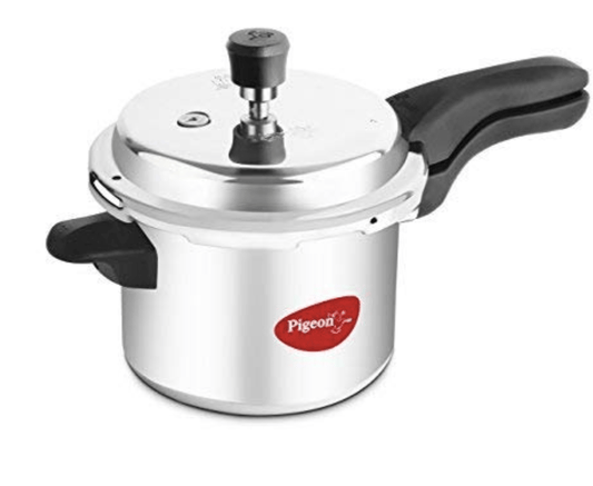 पिजन बाय स्टोवक्राफ्ट कैलिडा एल्युमीनियम इंडक्शन बेस प्रेशर कुकर बाहरी ढक्कन के साथ (सिल्वर, 5 लीटर) 