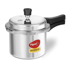 Pigeon By Stovekraft Favourite Aluminium Pressure Cooker with Outer Lid Gas Stove Compatible 3 Litre Capacity for Healthy Cooking (Silver)-1