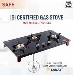 Pigeon Infinity Glass Stove, Cooktop with Glass Top and Stainless Steel body 3 Burner Gas Stove, Manual Ignition, Black-3