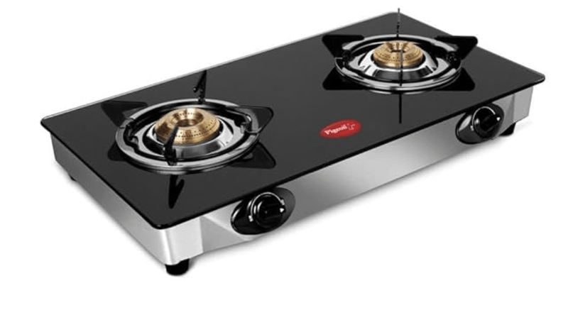 Pigeon by Stovekraft Favourite Glass Top 2 Burner Gas Stove, Manual Ignition (Black)-1