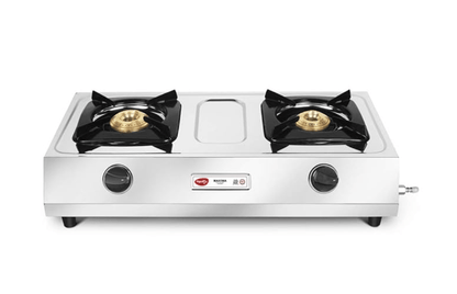 Pigeon by Stovekraft Favourite Maxima Stainless Steel 2 Burner Gas Stove, Manual Ignition, standard 12312 (Silver)