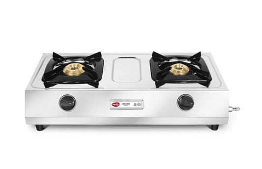 Pigeon by Stovekraft Favourite Maxima Stainless Steel 2 Burner Gas Stove, Manual Ignition, standard 12312 (Silver)