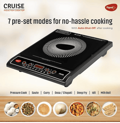 Pigeon by Stovekraft 1800 watt Induction Cooktop With Crystal Glass,7 Segments LED Display, Auto Switch Off - Black-2
