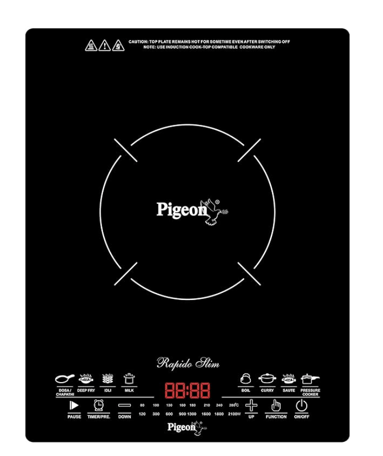 Pigeon by Stovekraft Rapido Slim 2100-Watt Induction Cooktop, Black