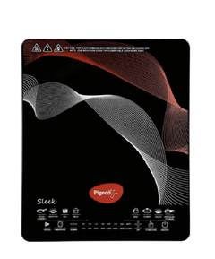 Pigeon by Stovekraft Rapido Sleek 2100 watts with Feather Touch Control, 8 pre-Set menu and Automatic Shut Off Stainless Stee Manual Electric Cooktop with 1 Burner, Black-1