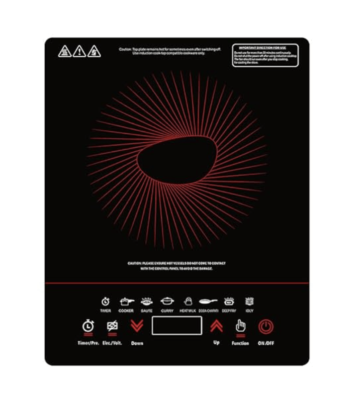 Pigeon By Stovekraft 14429 Acer Plus 1800 Watt Induction Cooktop with Feather Touch Control, Induction Stove comes with 8 Preset Menus and Auto-Shut Off features (Black)