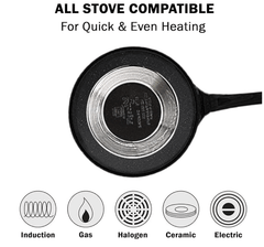 Pigeon by Stovekraft Wonder cast Aluminium Flat Tawa (Black, 27cm)-2