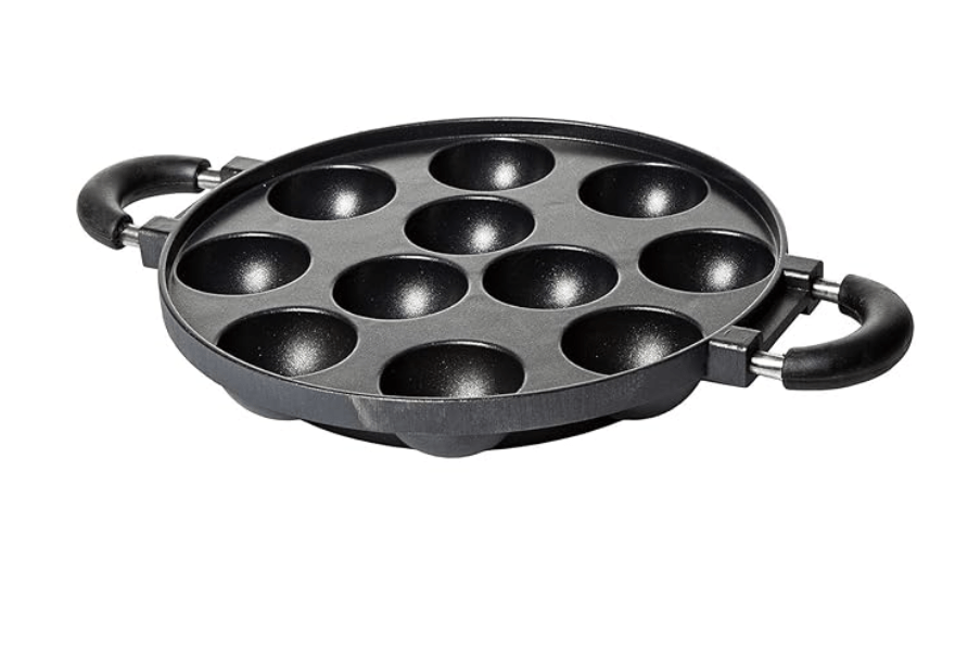 Pigeon by Stovekraft Wondercast Aluminium 11 Rounds Panniyarkal Pan (Black)