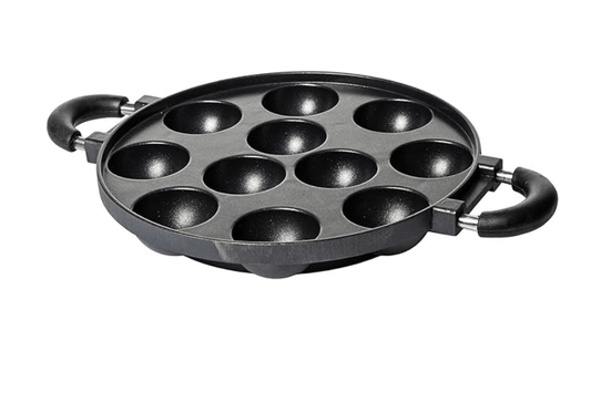 Pigeon by Stovekraft Wondercast Aluminium 11 Rounds Panniyarkal Pan (Black)