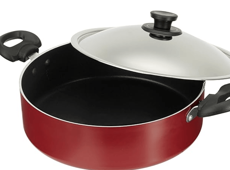 Pigeon by Stovekraft Non-Stick Biriyani Pot with Lid, 5 Litres, Red, Aluminium-1