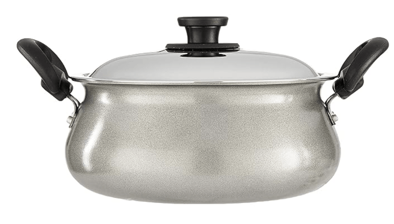 Pigeon by Stovekraft Aluminium Non-Stick Gravy Pot with Lid, 3 Litres (Red)-1