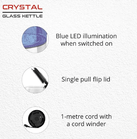 Pigeon by Stovekraft Crystal Glass Electric Kettle 1.8 litre with LED Illumination, Heat Resistant Pyrex 1500 Watt