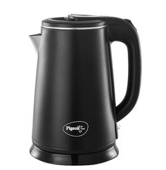 Pigeon by Stovekraft Ebony Double Walled Cool Touch Stainless Steel Electric Kettle, 1.8 Litre, with 1500 Watt, boiler for Water, milk, tea, coffee, instant noodles, soup etc (Black), Large-1