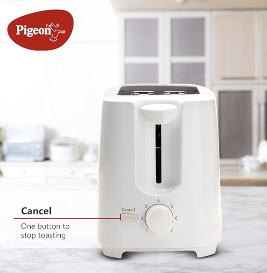 Pigeon 2 Slice Auto Pop up Toaster. A Smart Bread Toaster for Your Home (750 Watt) (White)