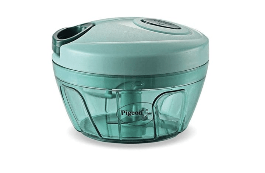 Pigeon Polypropylene Mini Handy and Compact Chopper with 3 Blades for Effortlessly Chopping Vegetables and Fruits for Your Kitchen (12420, Green, 400 ml)