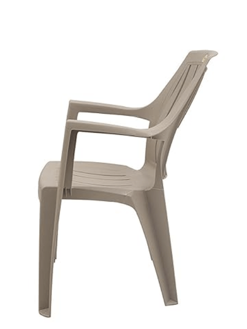 Supreme Turbo Super arm Plastic Chair for Home&Office (Dark Beige) - Set of 2 Pcs