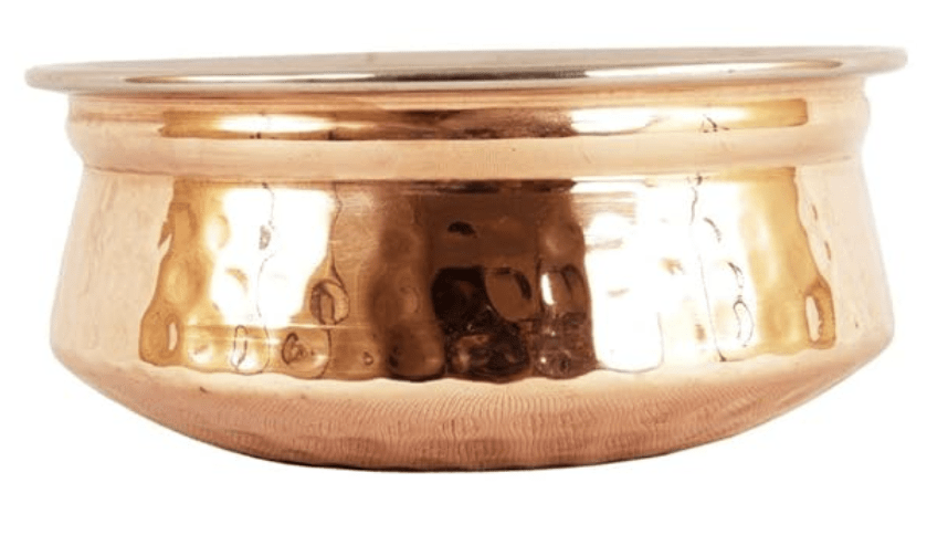 Copper Basin / Handi Copper Handi,Pure Copper Lagan Bowl Outside Copper Inside Steel Serving Copper Bowl