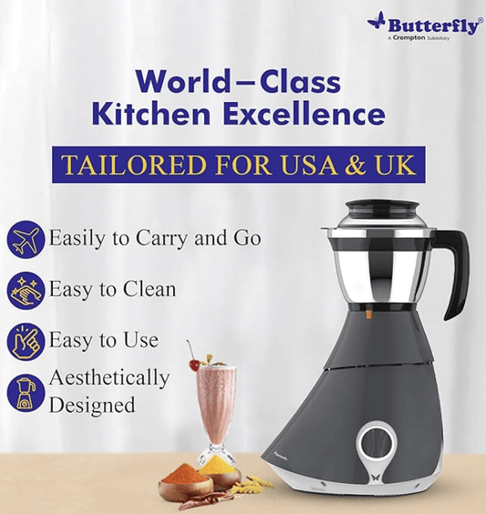 Butterfly Matchless Mixer Grinder, 110 V, Grey, 550 Watts