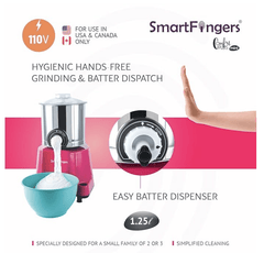 Smart Fingers Stainless Steel Comfort Plus Table Top Magic Wet Grinder 110V 60Hz (1.25 L) For Usa Canada And Japan Only, Pink-4